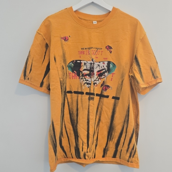 Travis Scott Other - Travis Scott Orange Tie-Dye Butterfly Skull Tee
